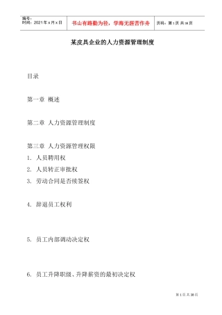 某某皮具公司的人力资源管理制度