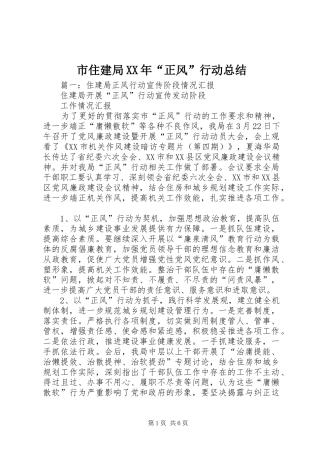 市住建局正风行动总结