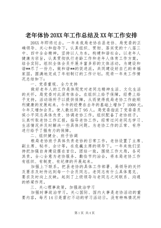 老年体协工作总结及工作安排