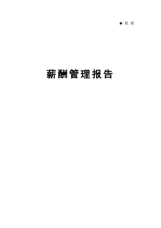 某某控股公司薪酬管理报告