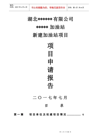 某新建加油站项目项目申请报告