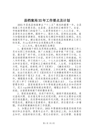 县档案局工作要点及计划