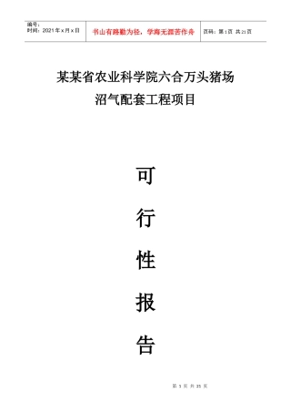 某某万头猪场沼气项目可研报告