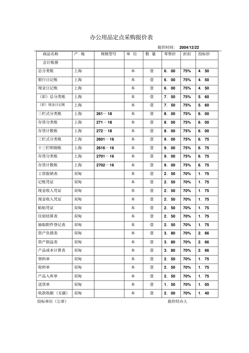 办公用品定点采购报价表_第2页