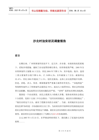 某村治安状况调查报告