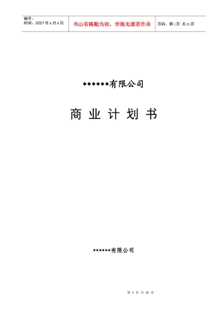 某某有限公司商业计划书模板