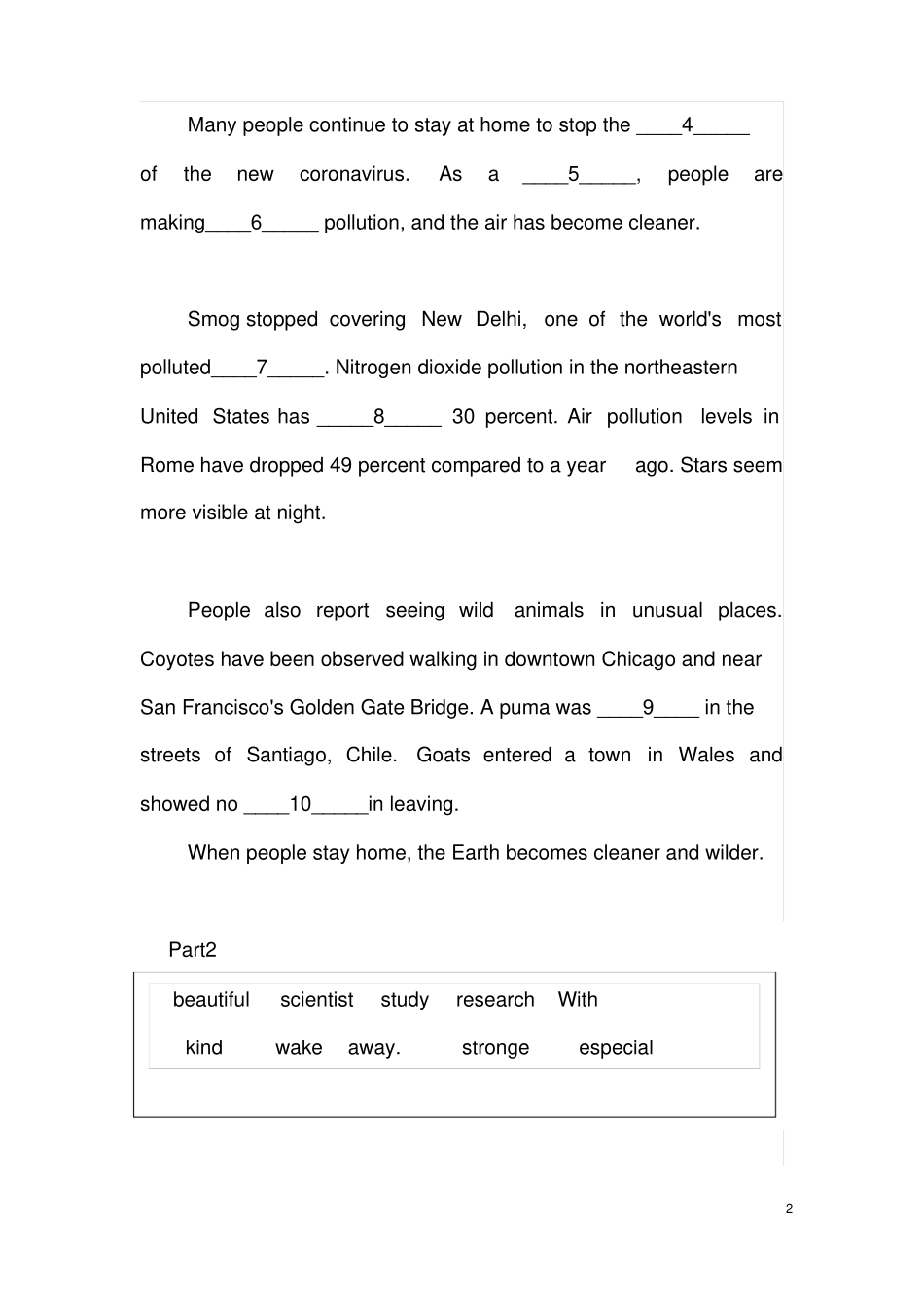 (名师整理)最新英语冲刺中考“抗击新冠疫情”热点专题《选词填空题》精讲精练(含答案)_第2页