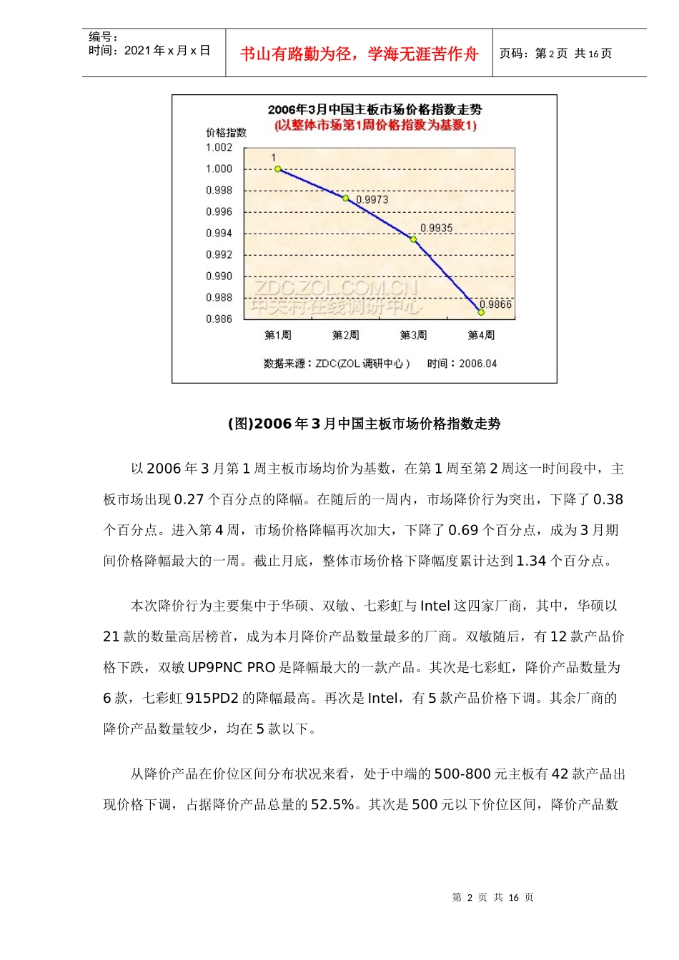某某年月中国主板市场价格走势分析报告_第2页
