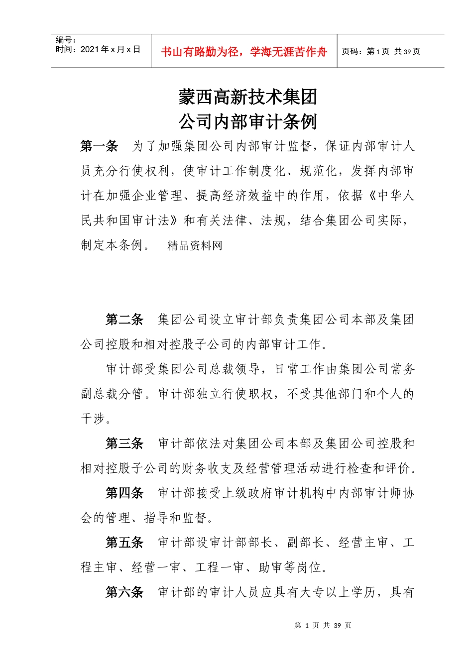 某某集团公司审计管理有关制度_第1页