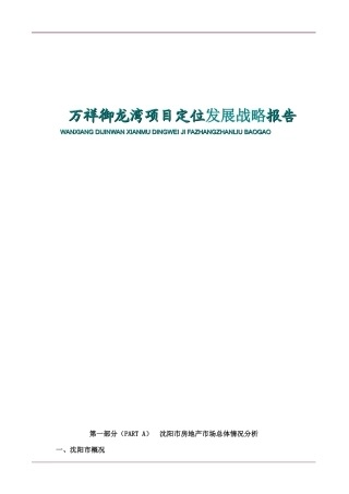 某房地产项目定位发展战略报告