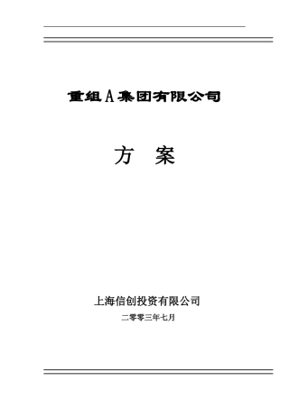 某有限公司重组方案