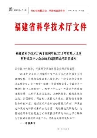某某年星火计划科技中小企业技术项目管理创新