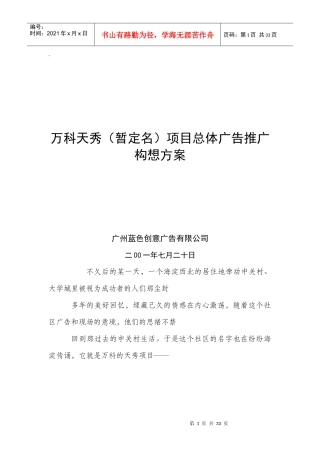 某某某项目总体广告推广构想方案
