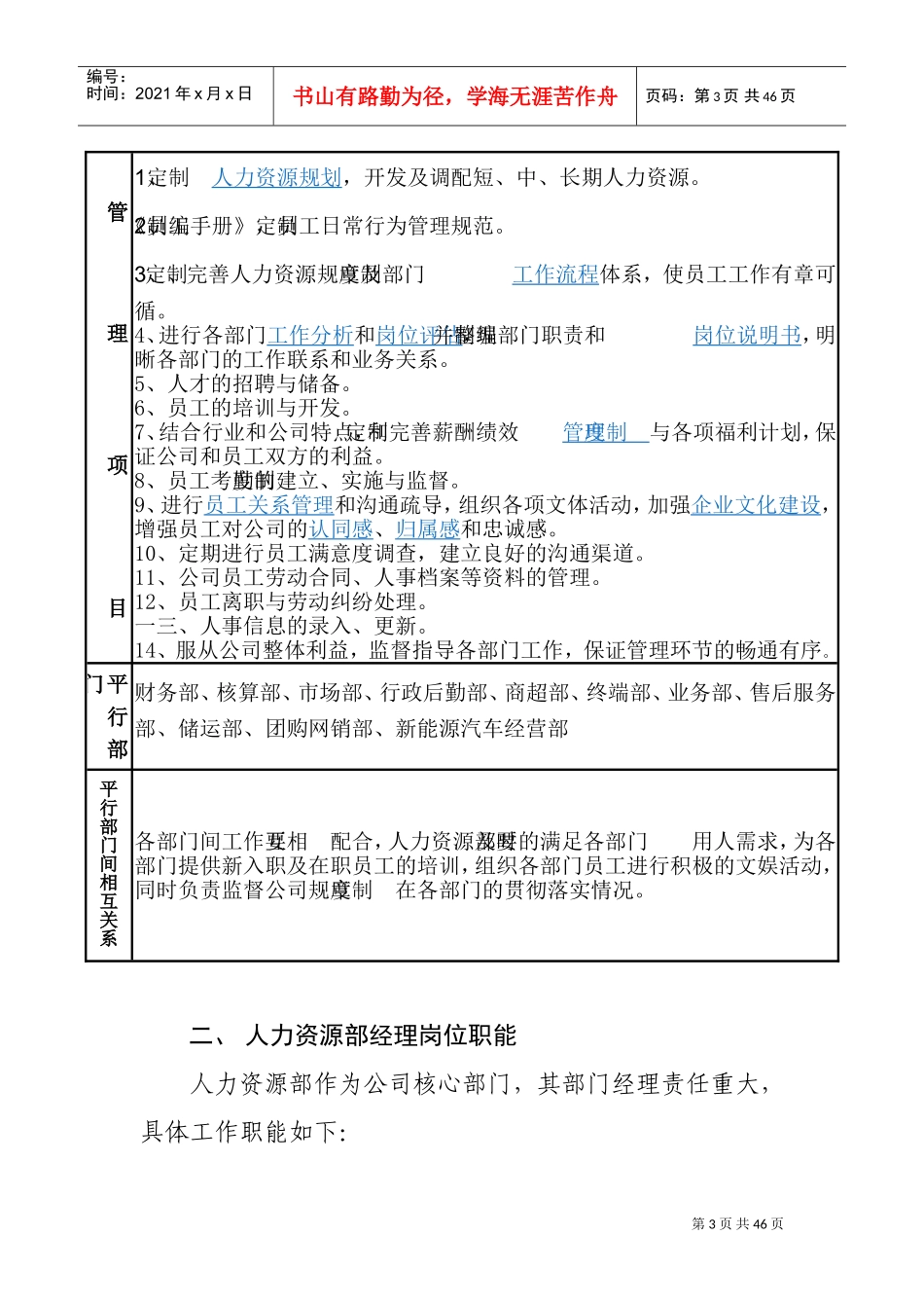 某某公司人力资源部部门手册_第3页