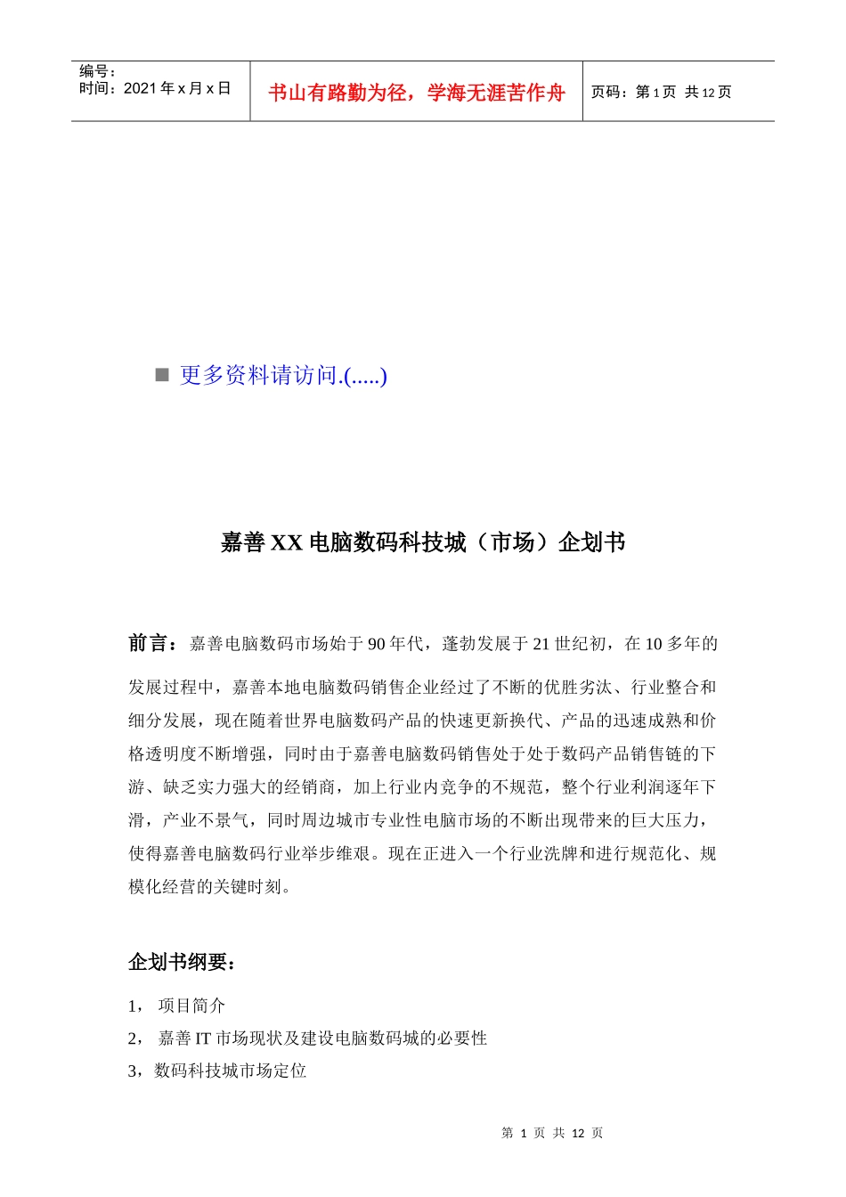 某电脑数码科技城企划书_第1页