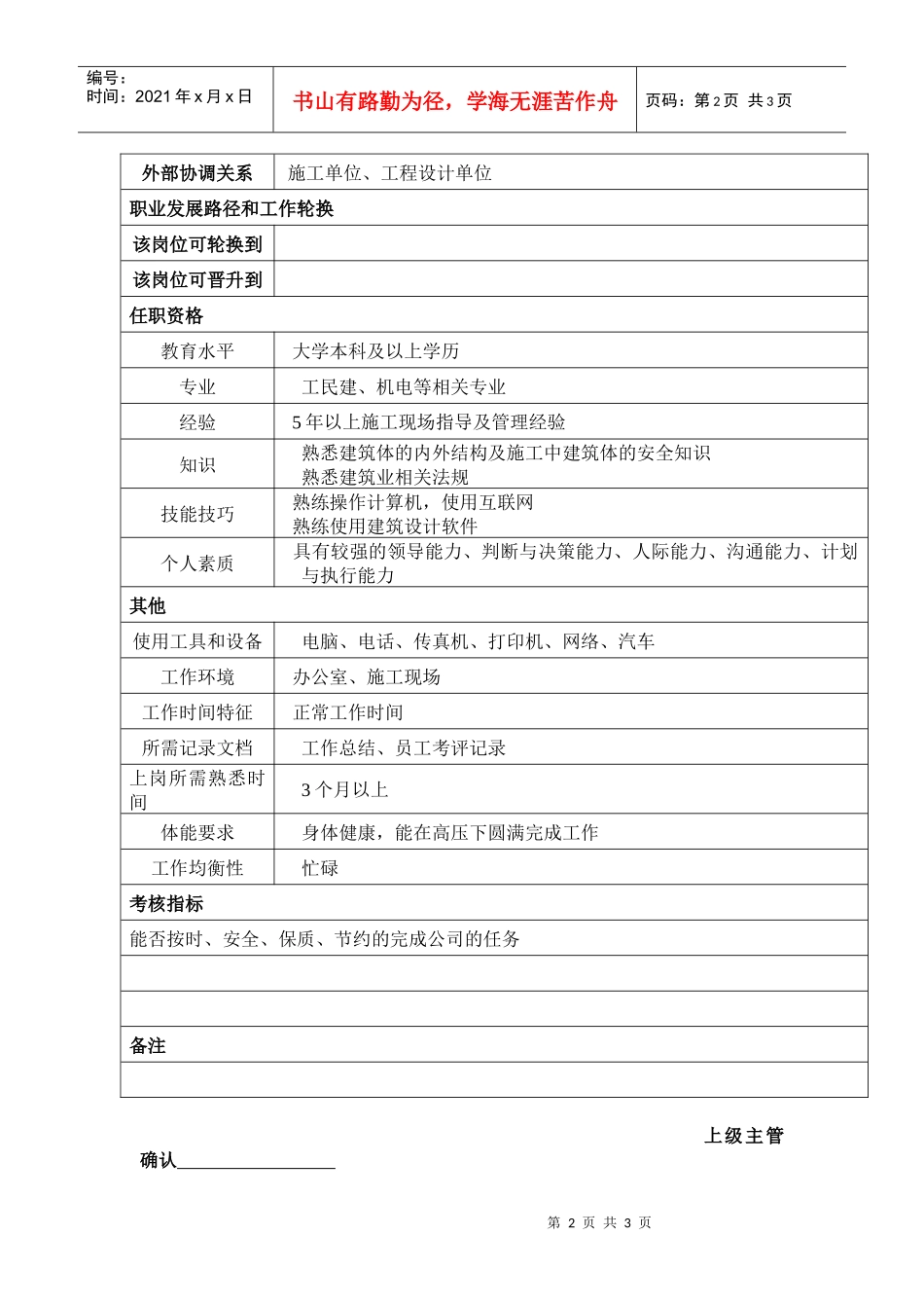 某汽车集团项目建设部部长岗位说明书_第2页