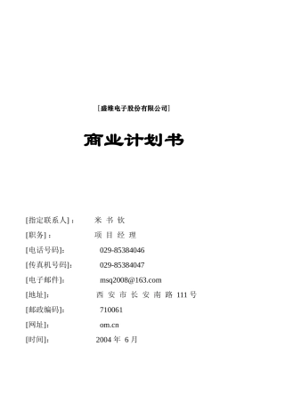 某电子公司商业计划书