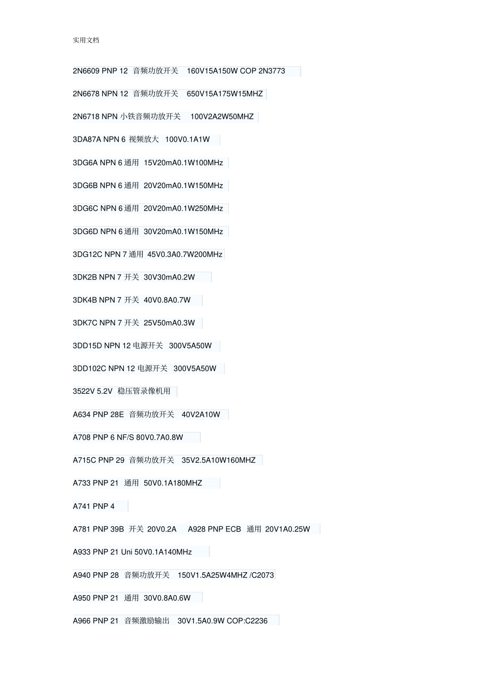 常用三极管全参数大全_第2页