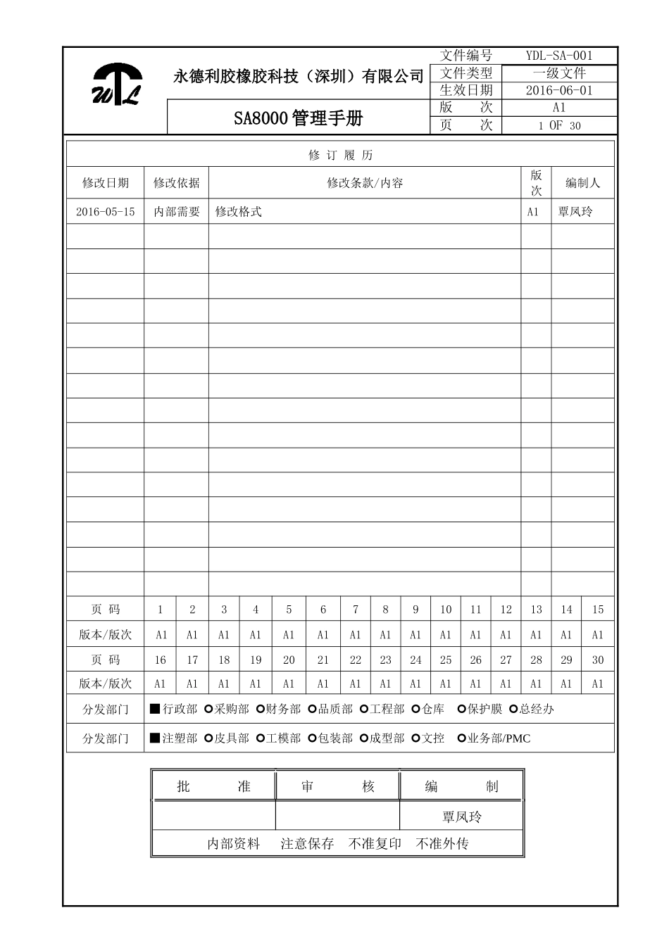 某胶橡胶科技有限公司管理手册_第1页