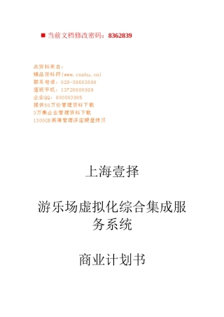 某游乐场商业计划书