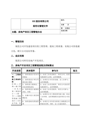 某股份集团房地产项目工程管理办法