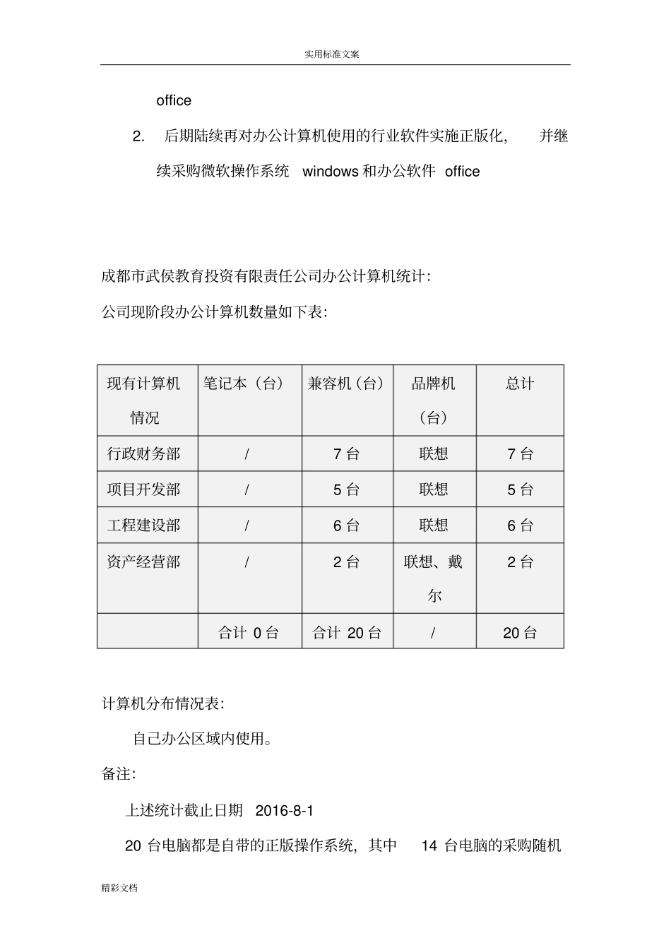 办公的软件的采购计划清单的应用清单方案的设计_第2页
