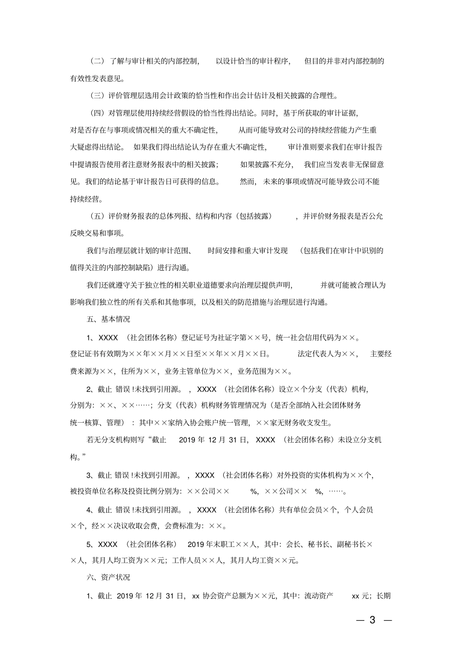 全省性社会团体年度财务2019年审计报告模板_第3页