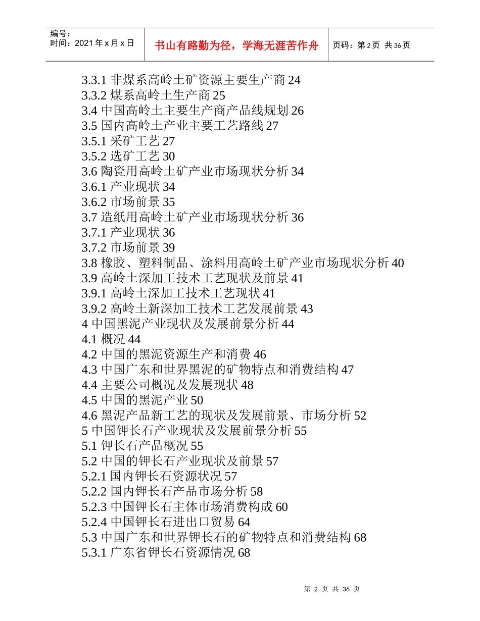 某矿业有限公司高岭土产业发展规划研究报告_第2页