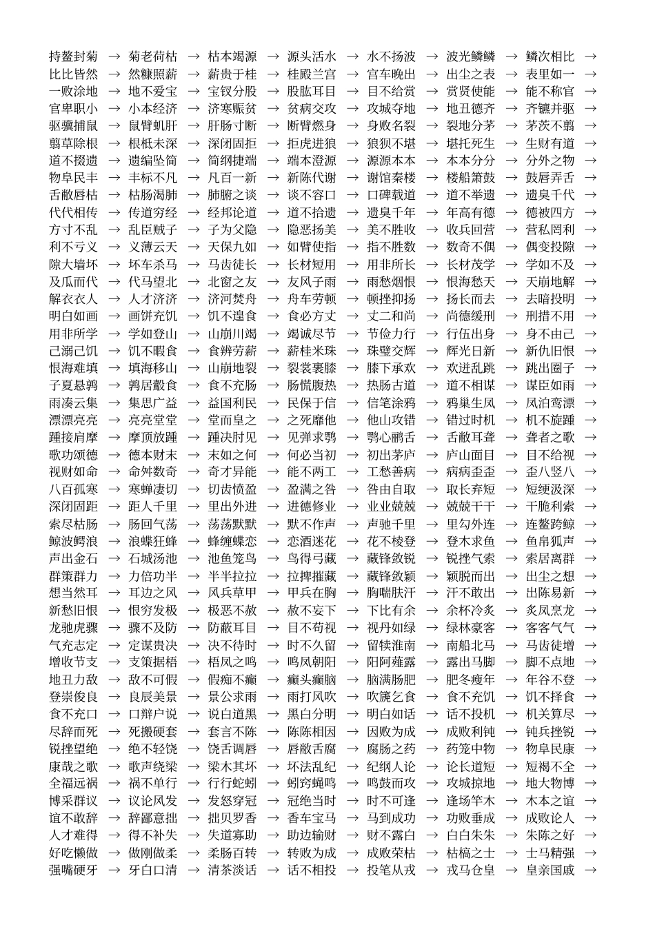 小学成语接龙大全_第3页