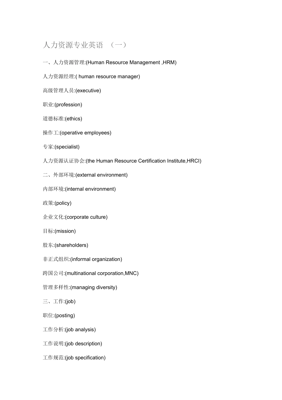 人力资源专业英语_第1页