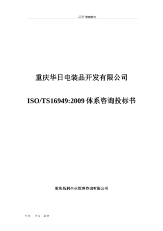 某电装品开发有限公司体系咨询投标书