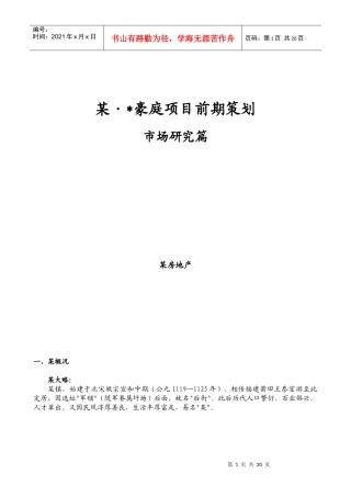 某豪庭项目前期策划