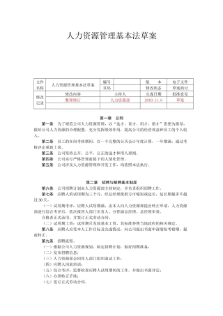 人力资源管理基本法分享