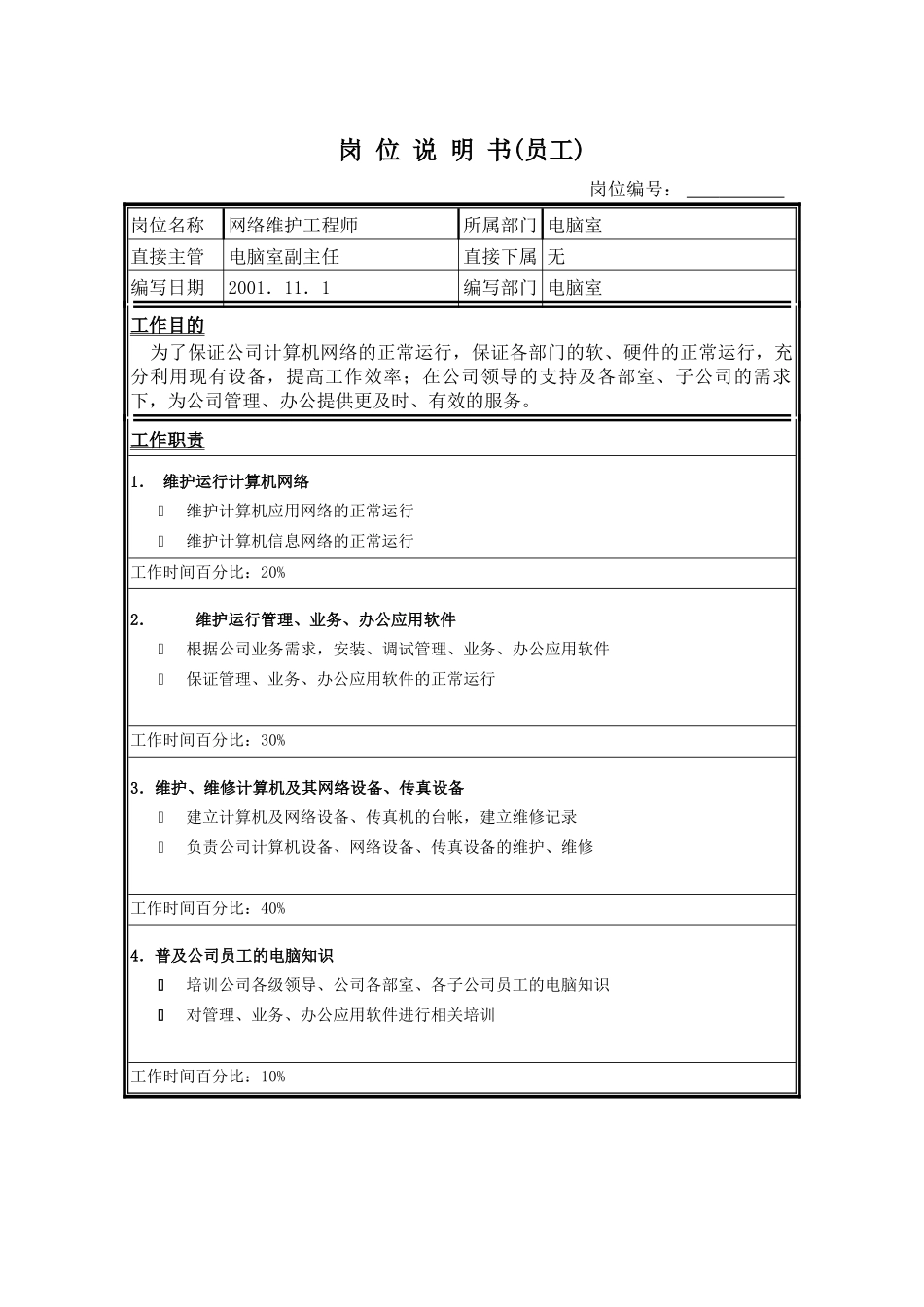 圣仑岗位说明书（电）_model维护员工_第1页