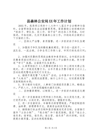 县森林公安局工作计划