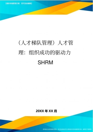 人才梯队管理人才管理组织成功的驱动力SHRM