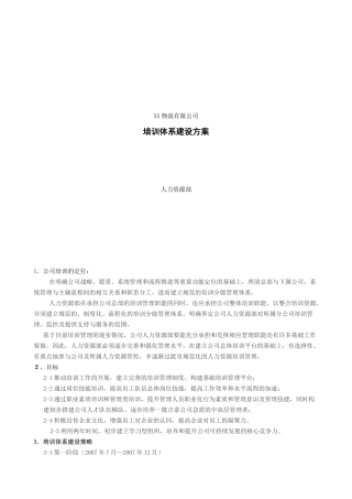 某物流公司培训体系 培训方案