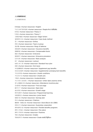 人力资源管理词汇—英汉对照