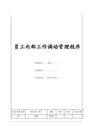 人力资源-(BT-RL-101)员工内部工作调动程序
