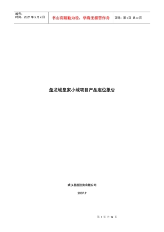 某皇家小城项目产品定位报告