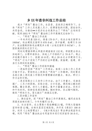 乡查非纠违工作总结