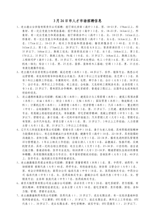 人力资源-9月4日市人才市场招聘信息