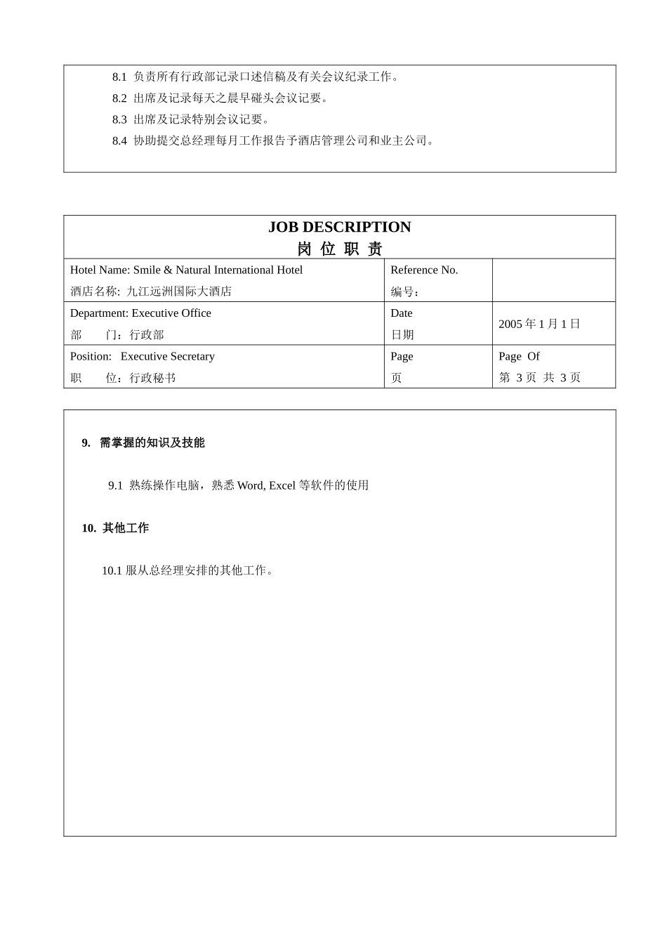 人力资源-A00013行政秘书 JD 003_第3页