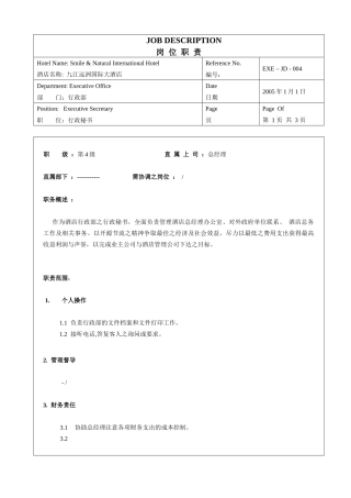人力资源-A00013行政秘书 JD 003