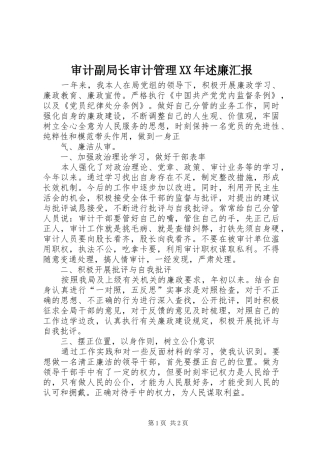 审计副局长审计管理述廉汇报