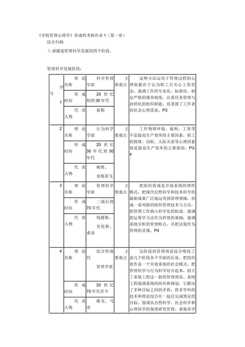 学校管理心理学形成性考核册1-4全部答案_第1页