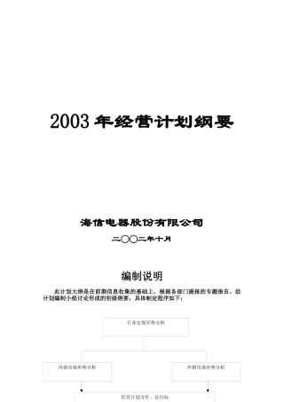 某电器公司年度经营计划