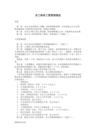 员工职务工资管理规定( 30页)