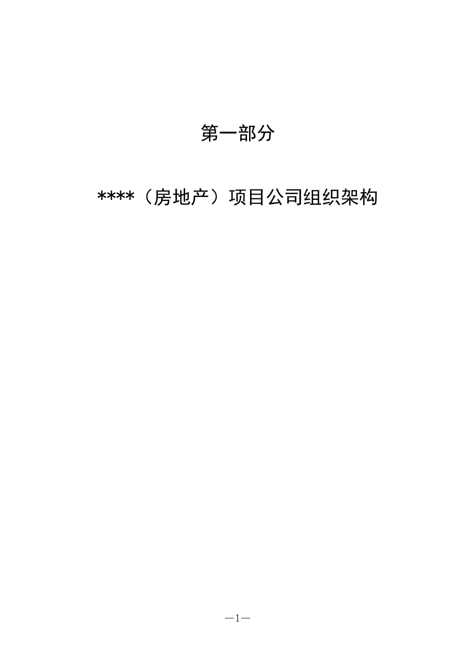 某置业集团项目公司岗位说明书_第1页