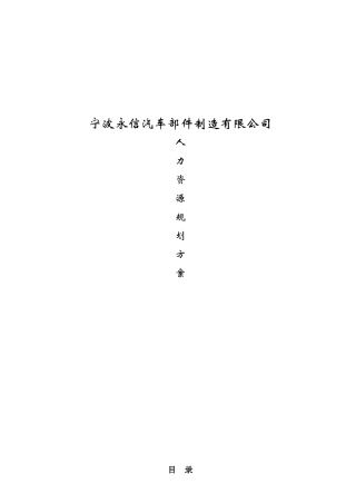 宁波某公司人力资源规划方案